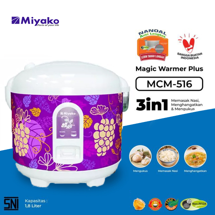 Miyako Rice Cooker Magic Warmer Plus 1.8 liter - MCM516 | MCM-516
